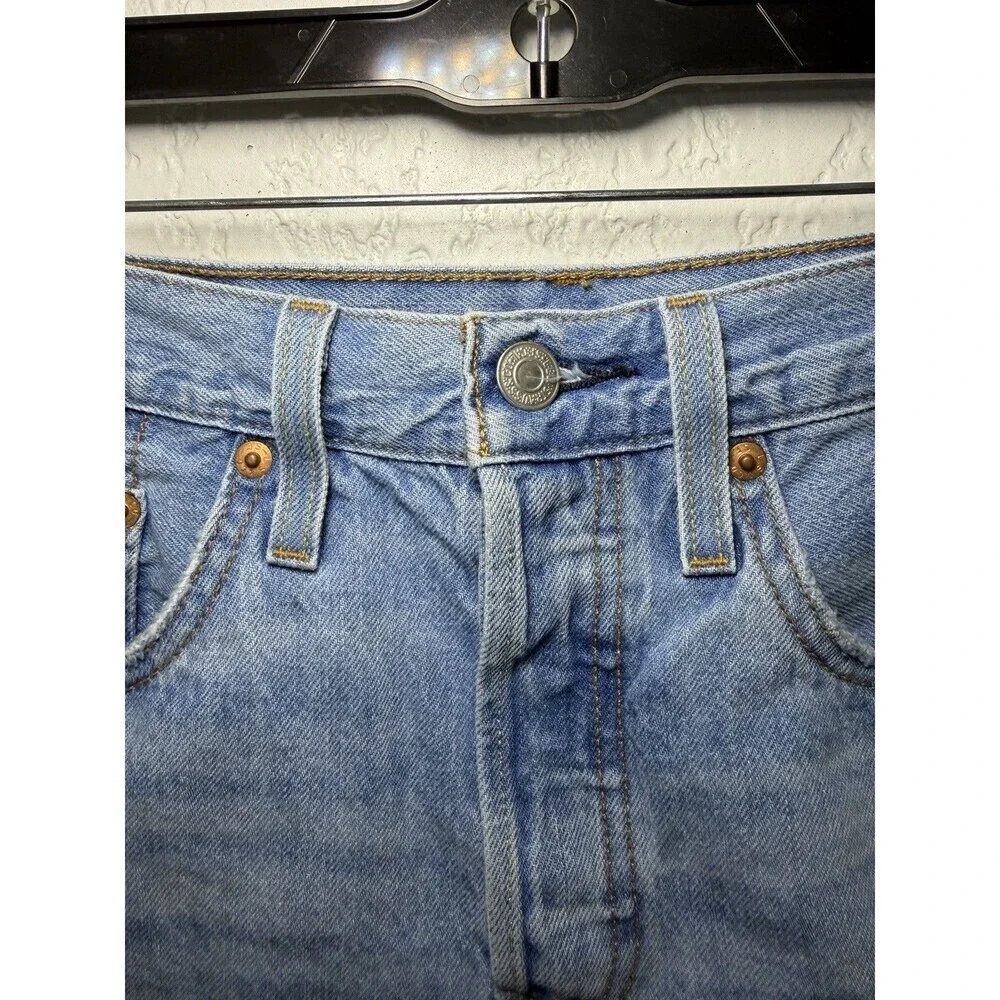 Levi's 501 Distressed Cut Off Denim Shorts Button Fly Blue Size 26
